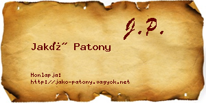 Jakó Patony névjegykártya